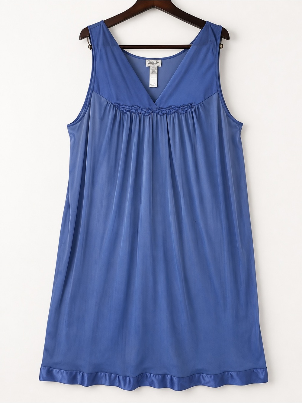 Vintage 90s Vanity Fair Blue Nylon Nightgown Slip Dress XL